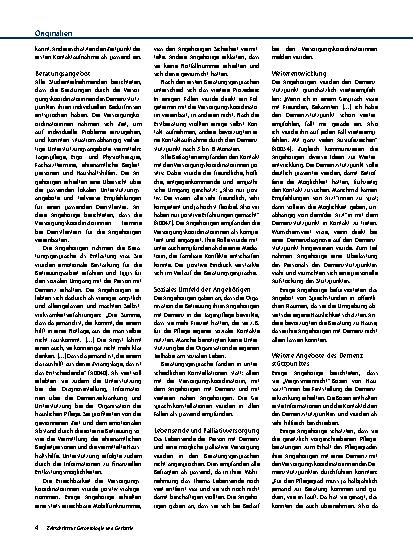 Vorschauseite 4: Beratung für Angehörige von Menschen mit Demenz – Ergebnisse der qualitativen Evaluation eines Demenzstützpunktes