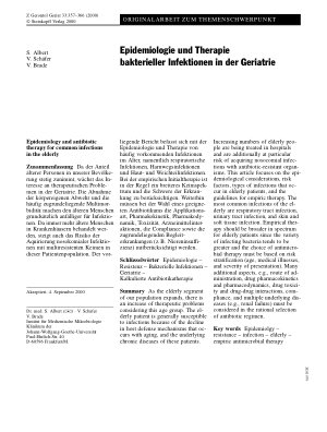 Vorschauseite 1: Epidemiologie und Therapie bakterieller Infektionen in der Geriatrie