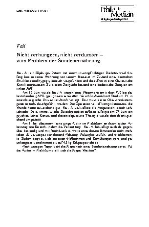 Vorschauseite 1: Nicht verhungern, nicht verdursten – zum Problem der Sondenernährung