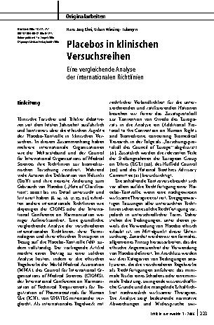 Vorschauseite 1: Placebos in klinischen Versuchsreihen