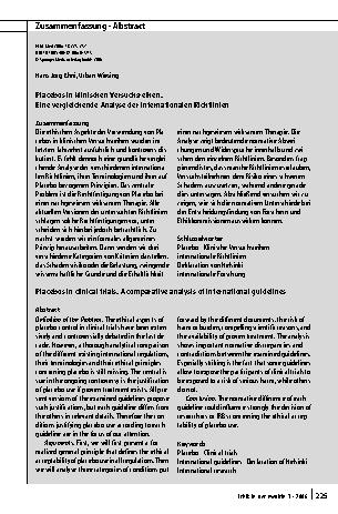 Vorschauseite 3: Placebos in klinischen Versuchsreihen