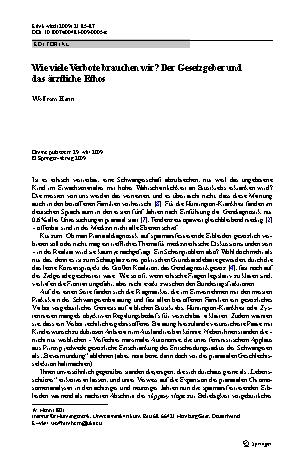 Vorschauseite 1: Wie viele Verbote brauchen wir? Der Gesetzgeber und das ärztliche Ethos