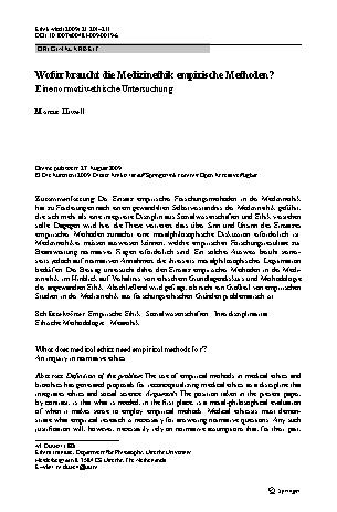 Vorschauseite 1: Wofür braucht die Medizinethik empirische Methoden?