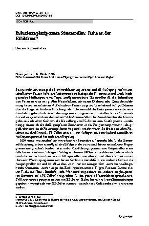 Vorschauseite 1: Induzierte pluripotente Stammzellen: Ruhe an der Ethikfront?