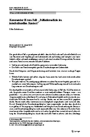 Vorschauseite 1: Kommentar II zum Fall: „Palliativmedizin im interkulturellen Kontext“