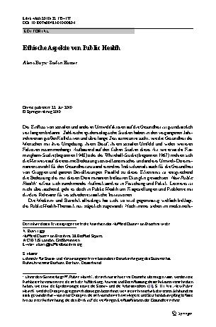 Vorschauseite 1: Ethische Aspekte von Public Health