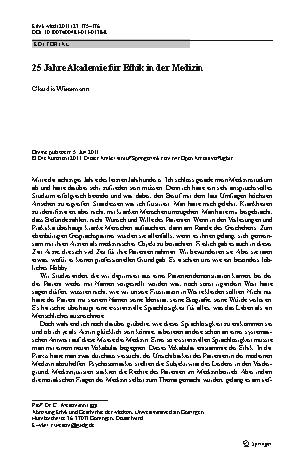 Vorschauseite 1: 25 Jahre Akademie für Ethik in der Medizin