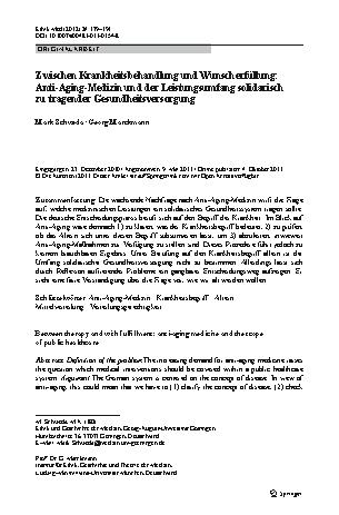 Vorschauseite 1: Zwischen Krankheitsbehandlung und Wunscherfüllung: Anti-Aging-Medizin und der Leistungsumfang solidarisch zu tragender Gesundheitsversorgung
