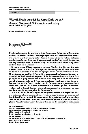 Vorschauseite 1: Wie viel Markt verträgt das Gesundheitswesen?