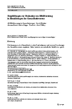 Vorschauseite 1: Empfehlungen zur Evaluation von Ethikberatung in Einrichtungen des Gesundheitswesens