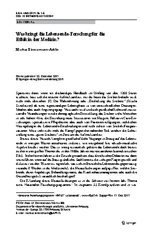 Vorschauseite 1: Was bringt die Lebensende-Forschung für die Ethik in der Medizin?