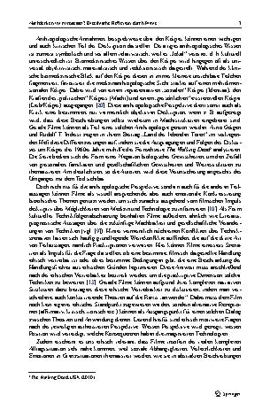 Vorschauseite 3: Nachdenken im Kinosessel? Bioethische Reflexion durch Filme als eine neue Möglichkeit der Diskussion von Standpunkten und Betroffenheit