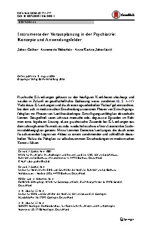 Vorschauseite 1: Instrumente der Vorausplanung in der Psychiatrie: Konzepte und Anwendungsfelder