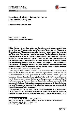 Vorschauseite 1: Qualität und Ethik – Beiträge zur guten Gesundheitsversorgung