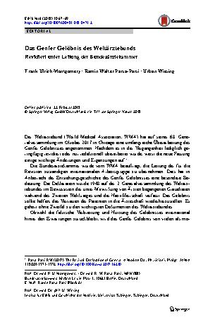 Vorschauseite 1: Das Genfer Gelöbnis des Weltärztebunds
