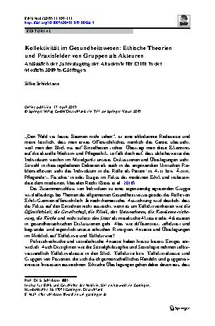Vorschauseite 1: Kollektivität im Gesundheitswesen: Ethische Theorien und Praxisfelder von Gruppen als Akteuren