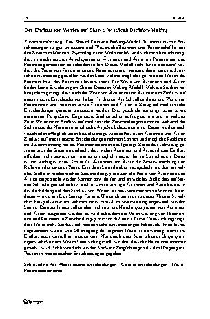 Vorschauseite 2: The influence of values in shared (medical) decision making