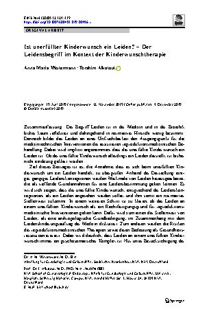 Vorschauseite 1: Ist unerfüllter Kinderwunsch ein Leiden? – Der Leidensbegriff im Kontext der Kinderwunschtherapie