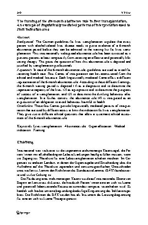 Vorschauseite 2: Das „framing“ der sechsmonatigen Karenzregel in der Lebertransplantation. Ein Beispiel für sprachlich vermittelte Deutungsmuster zur Eingrenzung des Indikationsgebietes