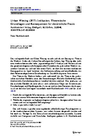 Vorschauseite 1: Urban Wiesing (2017) Indikation. Theoretische Grundlagen und Konsequenzen für die ärztliche Praxis