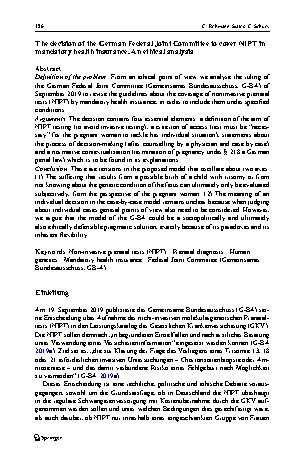 Vorschauseite 2: Die NIPT-Entscheidung des G-BA. Eine ethische Analyse
