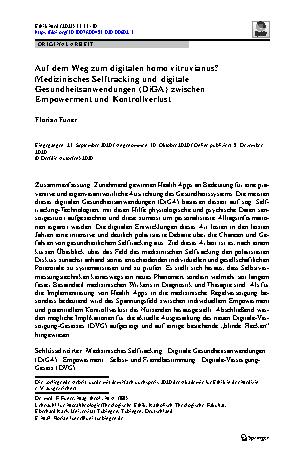 Vorschauseite 1: Auf dem Weg zum digitalen homo vitruvianus? Medizinisches Selftracking und digitale Gesundheitsanwendungen (DiGA) zwischen Empowerment und Kontrollverlust