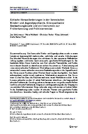 Vorschauseite 1: Ethische Herausforderungen in der forensischen Kinderund Jugendpsychiatrie. Eine qualitative Beobachtungsstudie und ein Instrument zur Früherkennung und Frühintervention