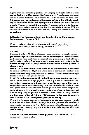 Vorschauseite 2: Ethische Herausforderungen in der forensischen Kinderund Jugendpsychiatrie. Eine qualitative Beobachtungsstudie und ein Instrument zur Früherkennung und Frühintervention