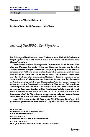 Vorschauseite 1: Trauer um Theda Rehbock