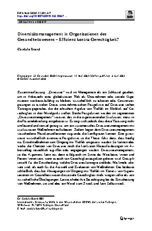 Vorschauseite 1: Diversitätsmanagement in Organisationen des Gesundheitswesens – Effizienz kontra Gerechtigkeit?