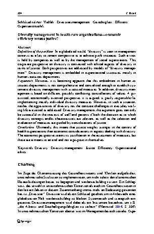 Vorschauseite 2: Diversitätsmanagement in Organisationen des Gesundheitswesens – Effizienz kontra Gerechtigkeit?