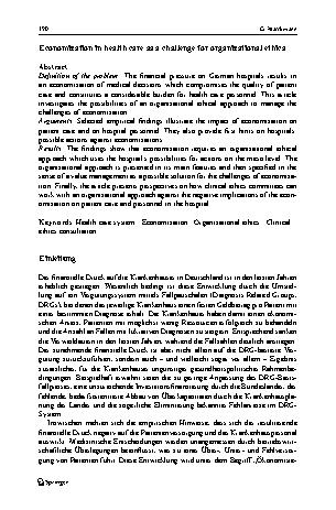 Vorschauseite 2: Ökonomisierung im Gesundheitswesen als organisationsethische Herausforderung