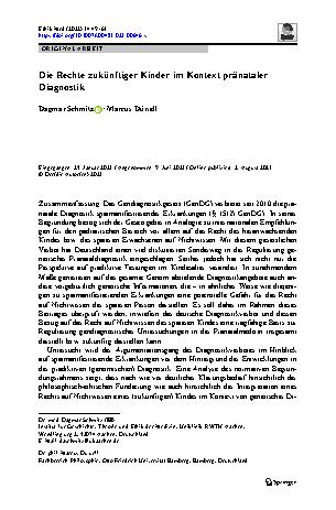 Vorschauseite 1: Die Rechte zukünftiger Kinder im Kontext pränataler Diagnostik