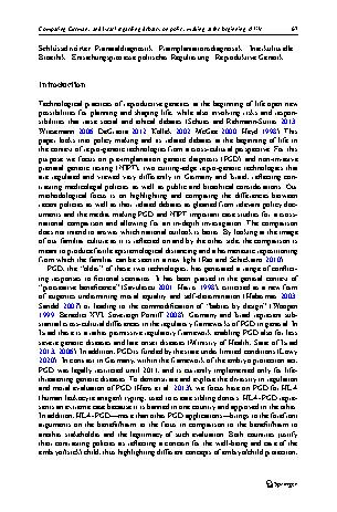 Vorschauseite 3: Comparing Germany and Israel regarding debates on policy-making at the beginning of life: PGD, NIPT and their paths of routinization