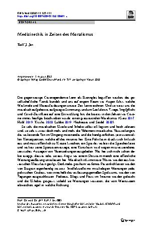 Vorschauseite 1: Medizinethik in Zeiten des Moralismus