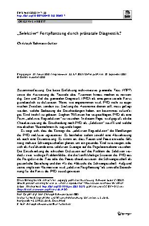 Vorschauseite 1: „Selektive“ Fortpflanzung durch pränatale Diagnostik?