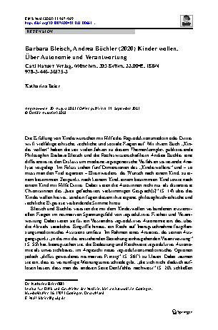 Vorschauseite 1: Barbara Bleisch, Andrea Büchler (2020) Kinder wollen. Über Autonomie und Verantwortung