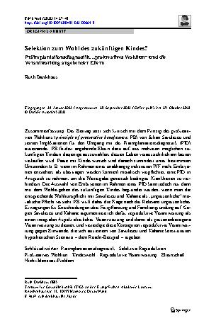 Vorschauseite 1: Selektion zum Wohl des zukünftigen Kindes?