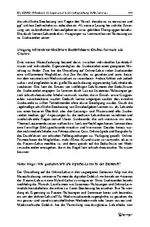 Vorschauseite 3: Die COVID-19-Pandemie als Impulssetzer für die Lehrgestaltung: Reflexionen aus Lehrenden-Perspektive zur Online-Lehre in der Medizinethik