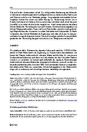 Vorschauseite 4: Die COVID-19-Pandemie als Impulssetzer für die Lehrgestaltung: Reflexionen aus Lehrenden-Perspektive zur Online-Lehre in der Medizinethik