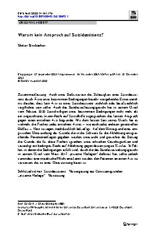 Vorschauseite 1: Warum kein Anspruch auf Suizidassistenz?