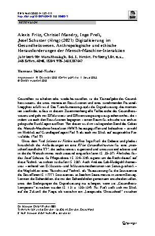 Vorschauseite 1: Alexis Fritz, Christof Mandry, Ingo Proft, Josef Schuster (Hrsg) (2021) Digitalisierung im Gesundheitswesen. Anthropologische und ethische Herausforderungen der Mensch-Maschine-In…