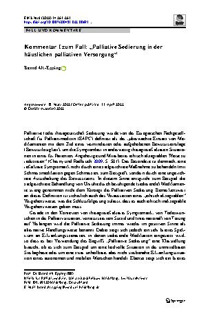 Vorschauseite 1: Kommentar I zum Fall: „Palliative Sedierung in der häuslichen palliativen Versorgung“