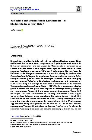 Vorschauseite 1: Wie lassen sich professionelle Kompetenzen im Medizinstudium vermitteln?