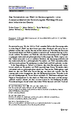 Vorschauseite 1: Das Verständnis von Wohl im Betreuungsrecht – eine Analyse anlässlich der Streichung des Wohlbegriffs aus dem reformierten Gesetz