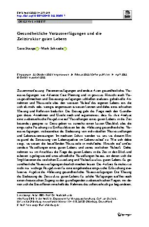 Vorschauseite 1: Gesundheitliche Vorausverfügungen und die Zeitstruktur guten Lebens