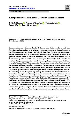 Vorschauseite 1: Kompetenzorientierte Ethik-Lehre im Medizinstudium