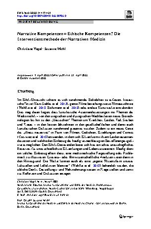 Vorschauseite 1: Narrative Kompetenzen = Ethische Kompetenzen? Die Interventionsmethode der Narrativen Medizin