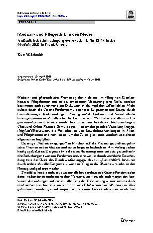 Vorschauseite 1: Medizinund Pflegeethik in den Medien