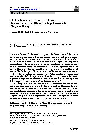 Vorschauseite 1: Ethikbildung in der Pflege – strukturelle Besonderheiten und didaktische Implikationen der Pflegeausbildung